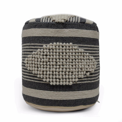 Fabric Cylindrical Pouf, Ottoman