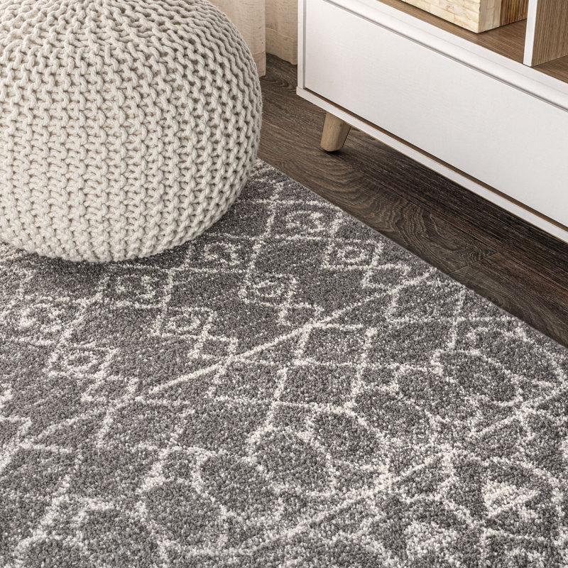 Bouton Moroccan Beni Souk Gray/Cream Rug, Rectangle 7'9" x 10'