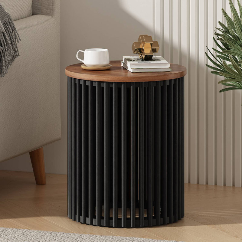 Round Solid Wood End Table