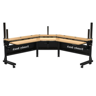 Foundry Bench 80" x 80" Extra Wide Height Adjustable L-Shaped Corner Standing Desk w/ USB & USBC Charging Ports.