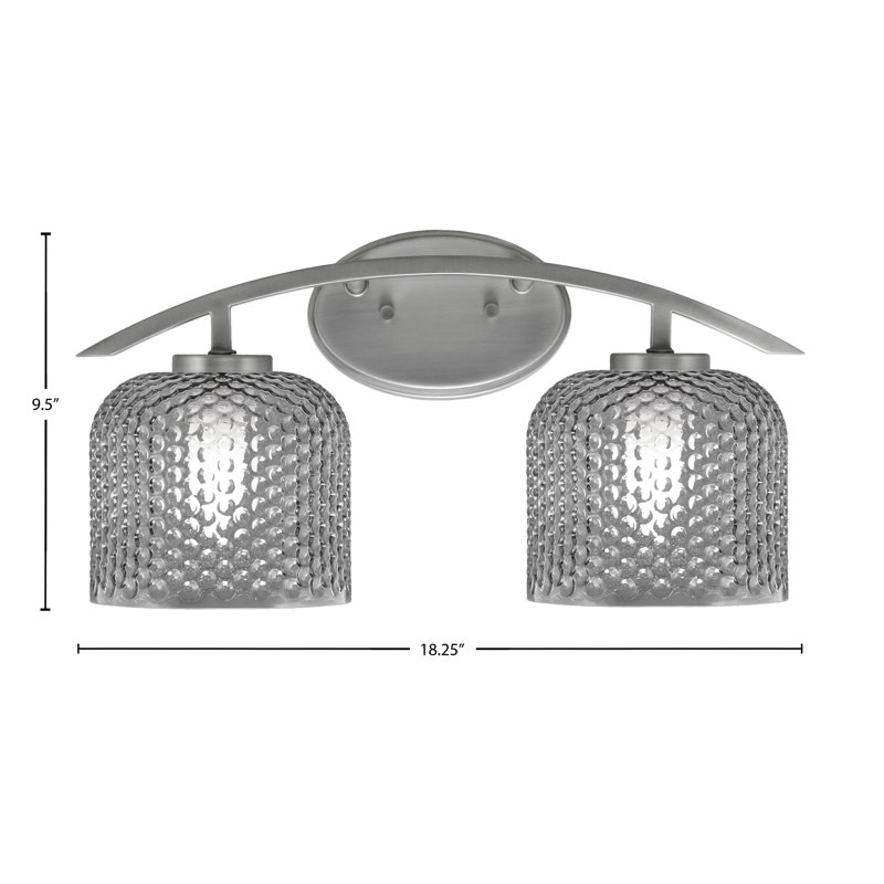 Barre d'éclairage de salle de bain avec verre texturé 6 po, Argent argent, Fumée
