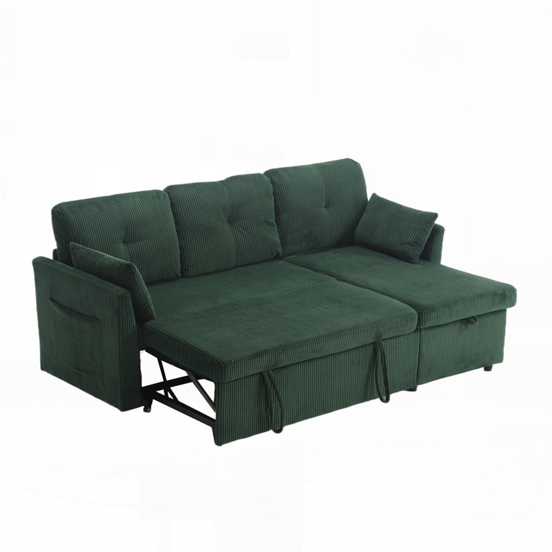 Accoudoirs carrés 81,1 po, Velours côtelé émeraude