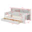 Lit de jour avec tablettes de rangement, lit multifonctionnel avec deux tiroirs de rangement et bureau d'étude-467056251