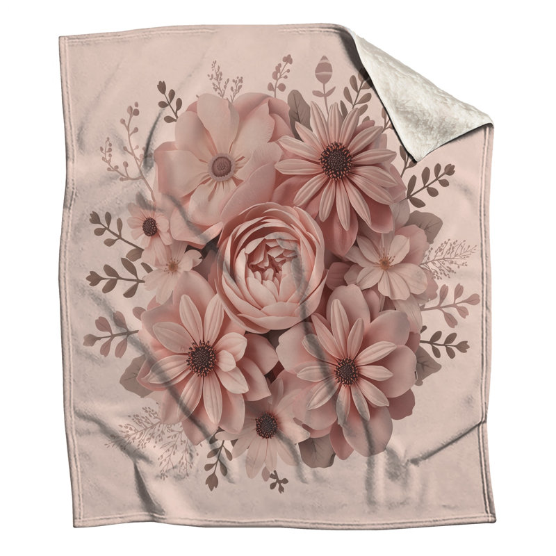 Couvertures roses à motif floral, L 60 po x H 80 po