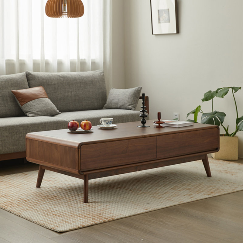 Modern simple rectangular solid wood coffee table, 16.7" H x 47.2" L x 23.6" W