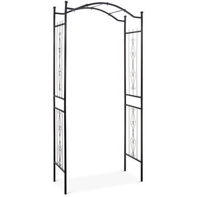 92 in. Steel Garden Arch Arbor Outdoor Trellis for Garden, Climbing Plants with Wire Lattice