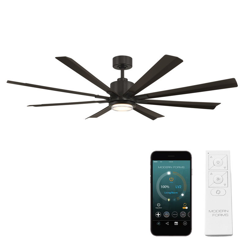 Ventilateur de plafond intelligent à 8 pales avec télécommande incluse, fonctionne avec Alexa et l'application iOS / Android