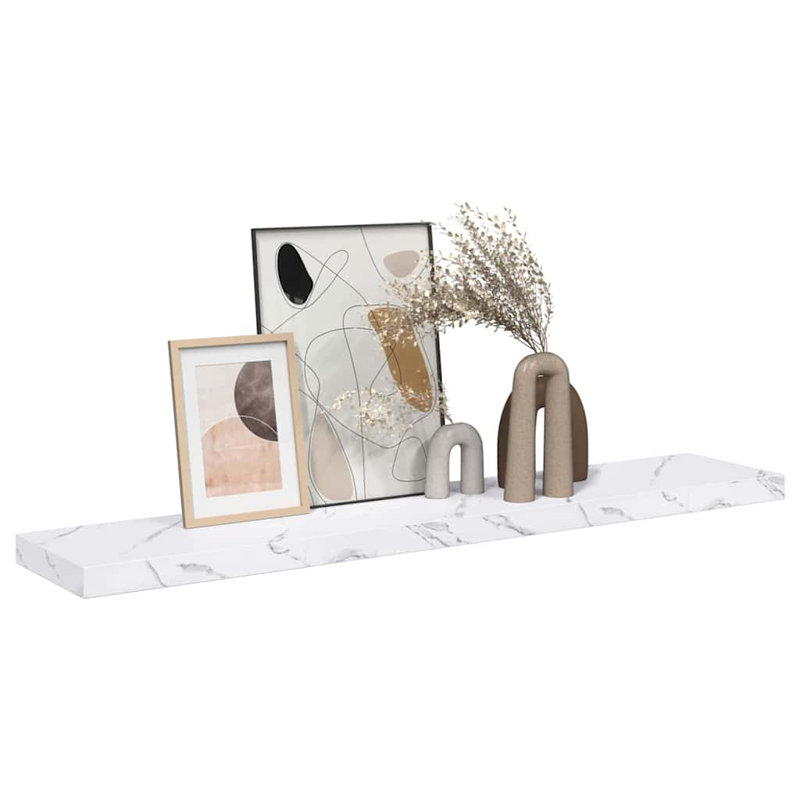Floating Shelf, 4cm H x 120cm W x 23.5cm D, White Marble