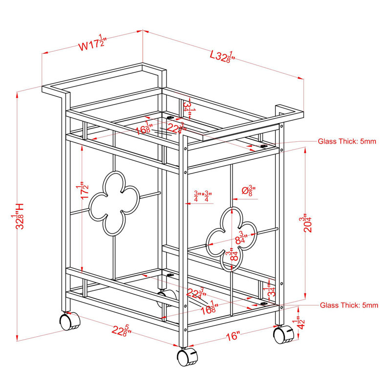 Laudalino Metal Bar Cart