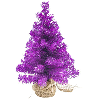 Pine Christmas Tree In Natural Jute Base - 18" - Boysenberry Purple - Unlit