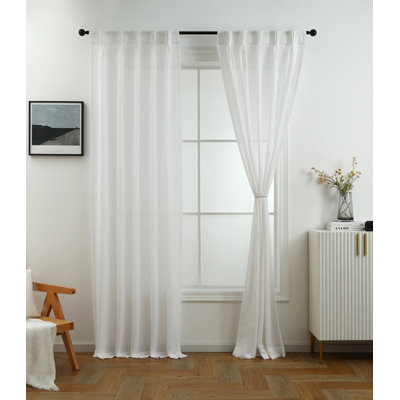 Plain Linen Dual-purpose Room Darkening Rod Pocket Curtain Panel (Set of 2)