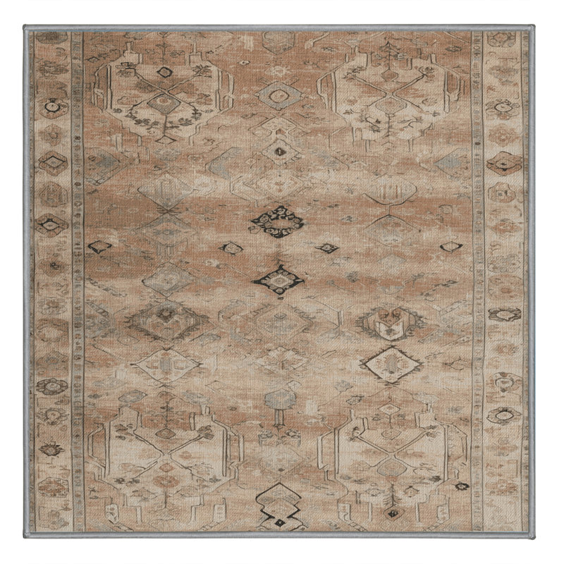Tapis gris Afyon lavable à la machine, Carré 7 pi