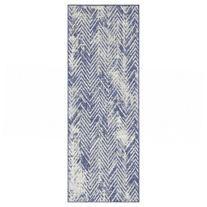Tapis bleu intérieur / extérieur, Tapis de couloir 2 pi 7 po x 7 pi 3 po