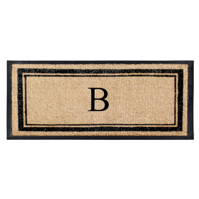 Galion Natural Coir & Rubber Hand Flocked Large Monogrammed 30" X 60" Non-Slip Outdoor Door Mat