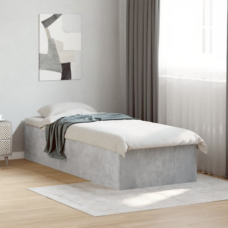 Vidaxl Bed Frame Concrete Grey, Small Single (2'6)