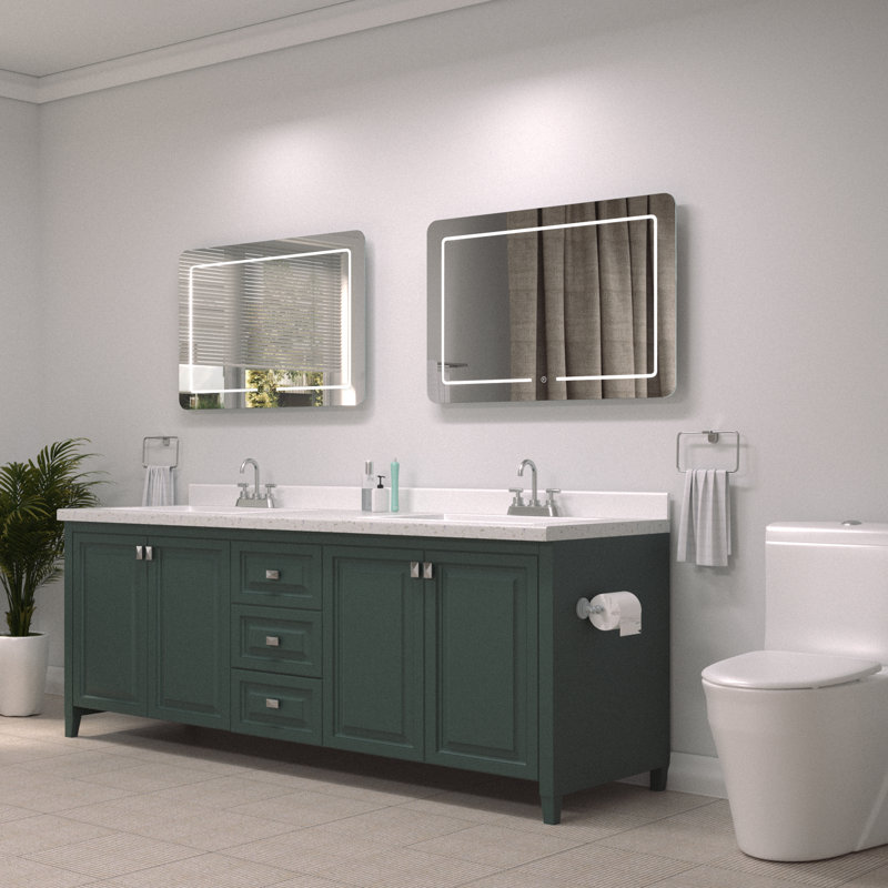 Metal Flat Wall Mirror with Shelves