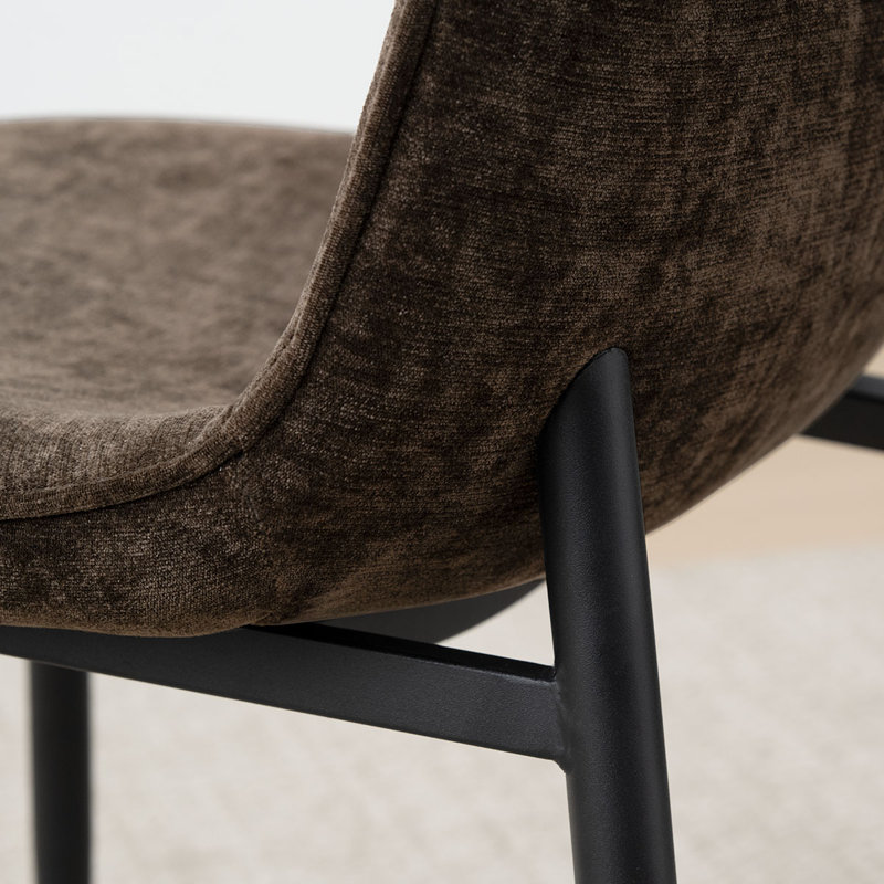 Chaise rembourrée en tissu Sheryl, Brun chocolat