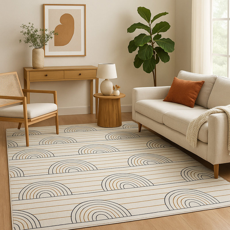 Rectangle Juha Area Rug with Non-Slip Backing, Rectangle 3'11" x 5'10"