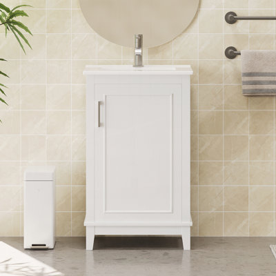 Petit meuble-lavabo moderne de 20 pouces avec lavabo en céramique