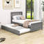 Twin Size Wooden Platform Bed with Trundle-1918543304