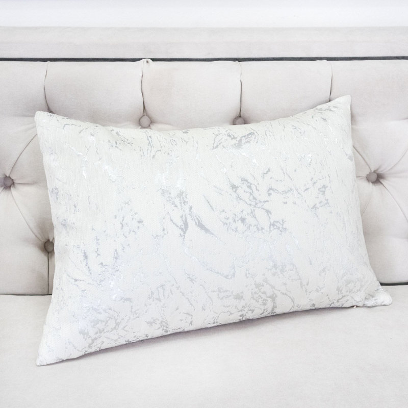 Damask Chenille Throw Pillow, White