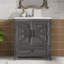 Meuble-lavabo de 76 cm (30 po) avec lavabo en céramique et rangement dissimulé (sans robinetterie) - Blanc-1869364595-1869375479