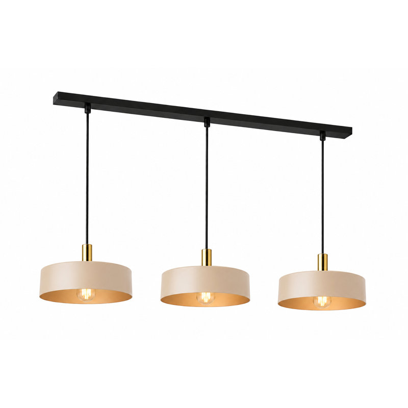 Bhayani 3 - Light Drum Pendant, Beige/Brown, Latte Gold