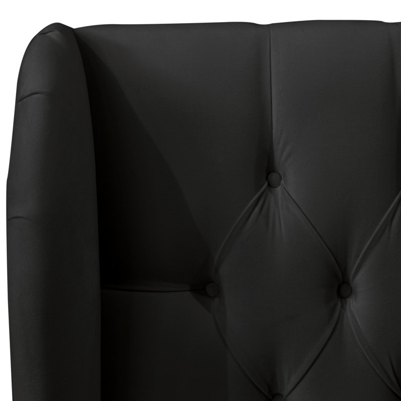 Knaresborough Upholstered Wingback Bed, Queen, Classic Black Performance Velvet