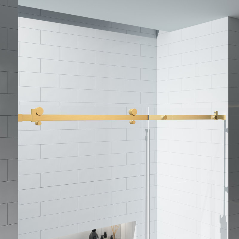 Porte de douche coulissante simple sans cadre l 48 "x H 76" Julien, Or brossé