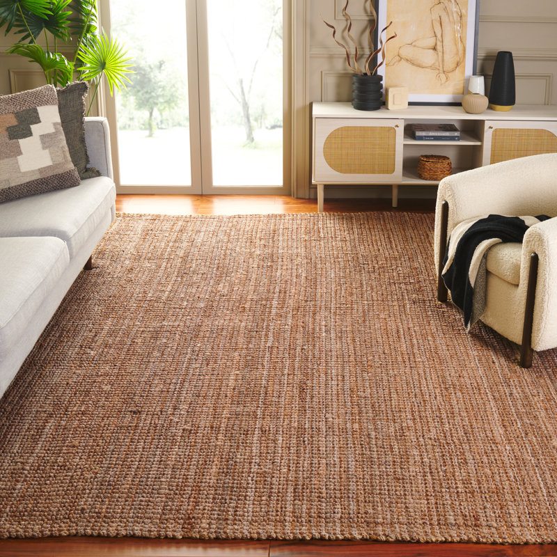 Kidane Natural Fiber Hand Woven Jute Pile Solid Color Rug, Rectangle 8' x 10'