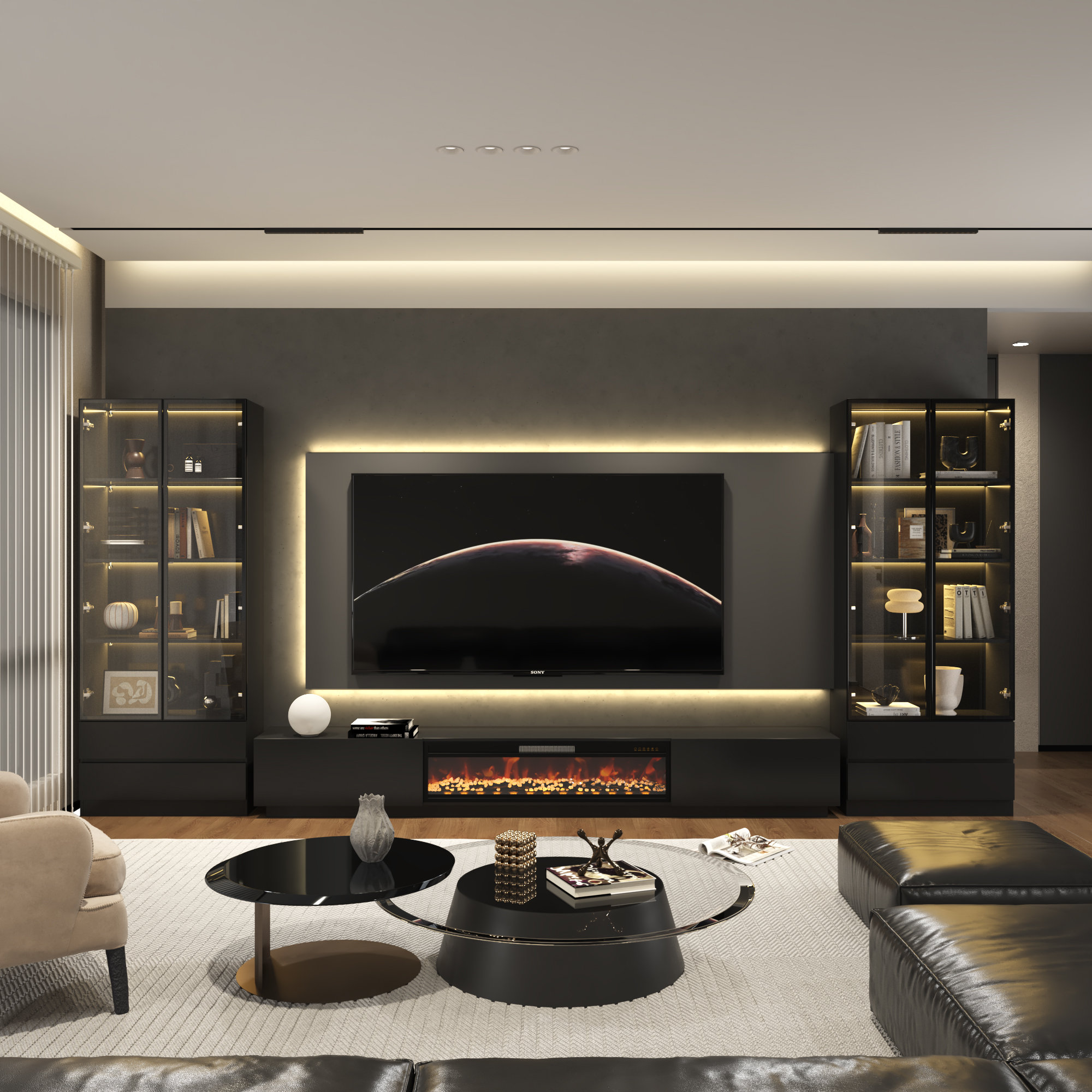 Latitude Run® 172”w Tv Stand Entertainment Centre With Fireplace ...