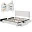Ensemble de lit avec rangement à 4 tiroirs et table de chevet à 3 niveaux avec lit plateforme en velours et rangement sous le lit-1267653567-1267653566