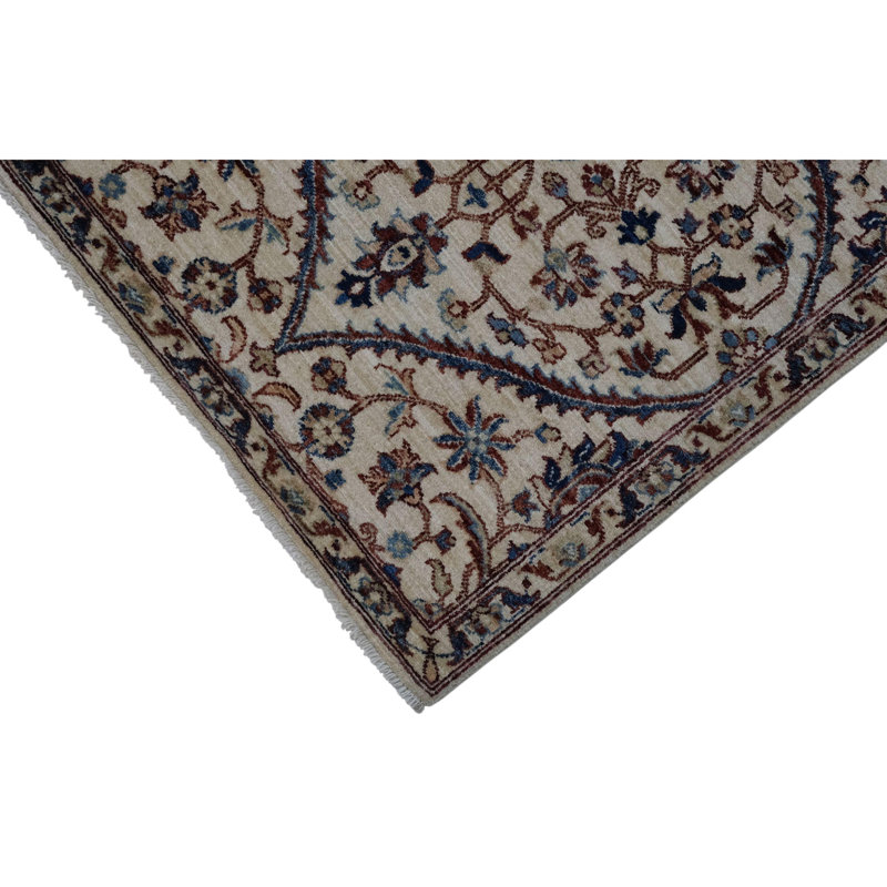 Hand Knotted Wool Area Rug in Beige