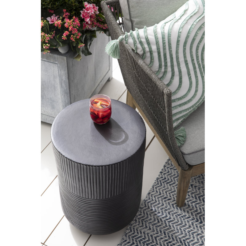 Provenance Signature Outdoor Round Side Table, Coal, 16"