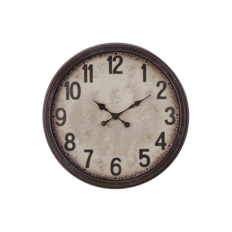 Clocks, 20" Round, Wall Clock, Antique Brown, Transitional