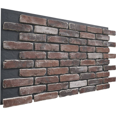 EverStone Aged Brick Faux Brick Panel, 46 7/8"W x 27"H x 1 1/4"D, Moon Rock Color