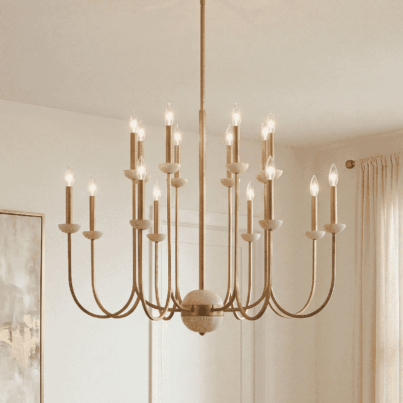 Oakhurst 16-Light Chandelier in Antique Gold, 16, 26"H x 36"W x 36"D