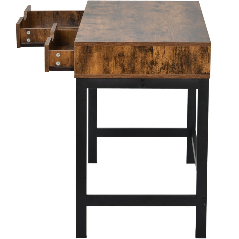 Bothwell Metal Base Writing Desk, Brown, Black