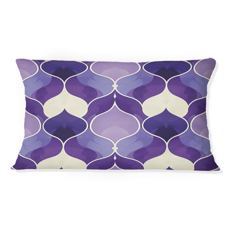 Coussin lombaire mauve blanc Mid-Century Trellis