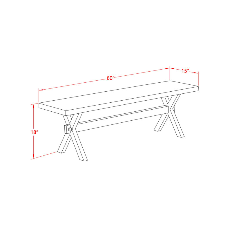 6 Piece Modern Dining Table Set Contains a Rectangle Wooden Table with X-Legs and 4 Brown Linen Fabric Parson Chairs with a Bench, Distressed Jacobean Finish