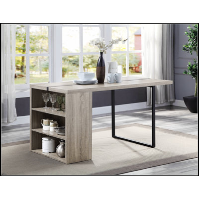 Stylish Grey Oak and Black 2-Shelf Dining Table, Perfect for Modern Homes and Multi-Functional Use