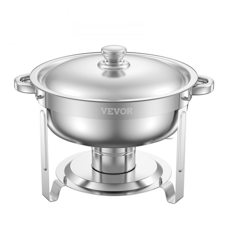 Ensemble 5 pièces de buffet à vaisselle rond 5 pintes en acier inoxydable, Argent argent