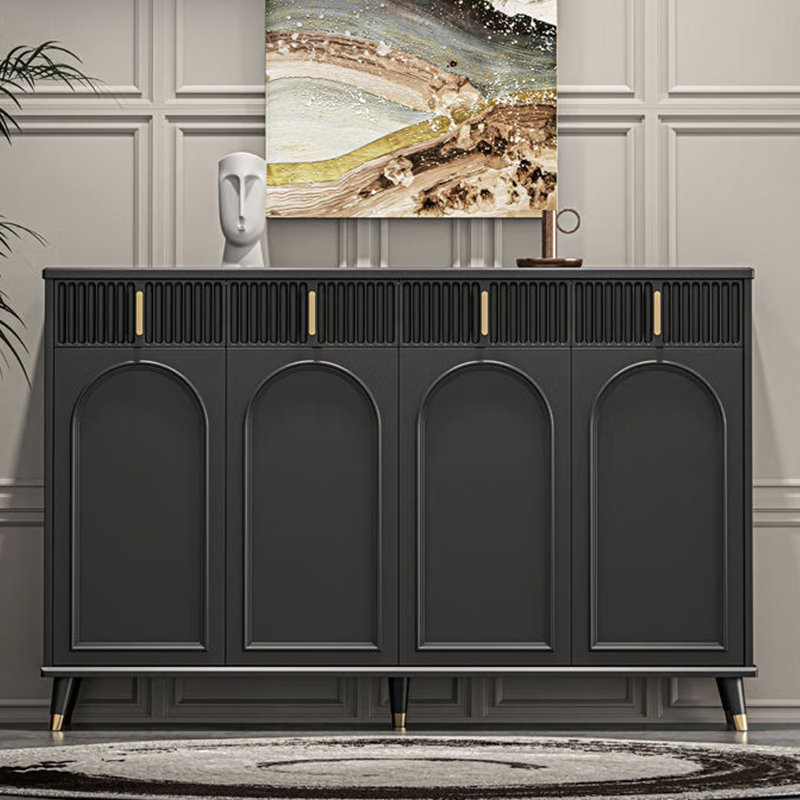 Rangement à chaussures romantique de style français, Noir, 40.16" H x 62.99" W x 13.39" D