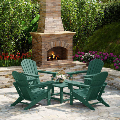 Outdoor 5-Piece Adirondack Chair With Square Coffee Table Conversation Set