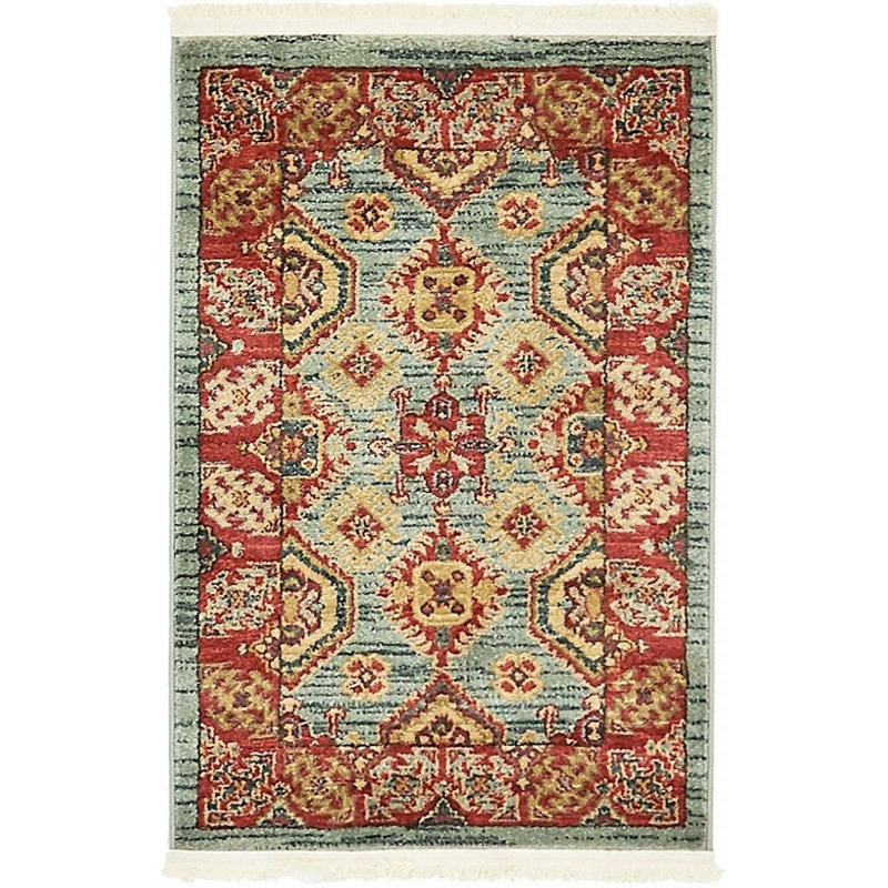 Tapis oriental bleu clair Eesi, Rectangle 3 pi 3 po x 5 pi 3 po