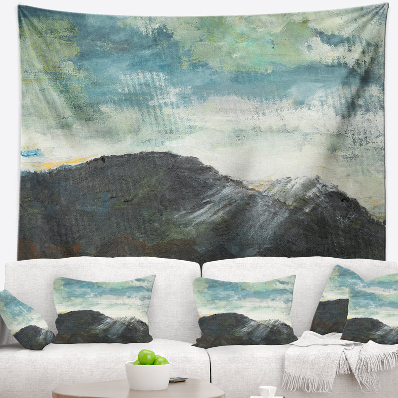 Tapisserie Mountain Peak Under Cloudy Sky, H 50 po x l 60 po