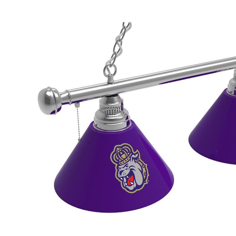3 - Light Pool Table Lights Pendant, Chrome, James Madison Dukes