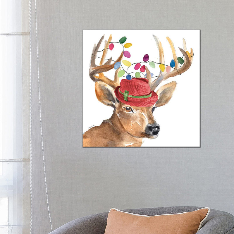 Christmas Light Reindeer Hat by Lanie Loreth - Wrapped Canvas Print, 66.04cm H x 66.04cm W x 1.905cm D