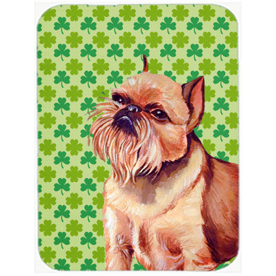 Caroline's Treasures Shamrock Lucky Irish Brussels Griffon St. Patrick's Day Portrait Glass Cutting Board