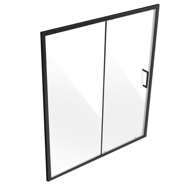 Porte de douche semi-sans cadre 57,7-59 po x 70 po en verre trempé 1/4 po noir mat